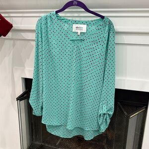 Alice Blue Aqua Blouse with Dots- Large